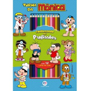 Colorir é divertido – Turma da Mônica – Conhecendo as profissões – Livro de colorir + box com 12 lápis de cor