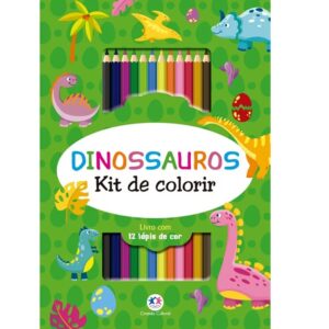 Colorir é divertido – Dinossauros – Livro de colorir + box com 12 lápis de cor