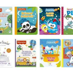 Biblioteca Infantil – Kit com 8 livros almofadados pequenos para crianças – Personagens Diversos