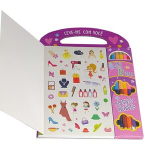 Cores em dobro: Meninas – Livro de colorir + adesivos + 6 lápis bicolores