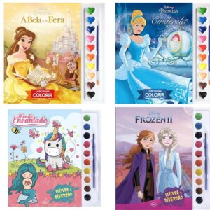 Kit promocional – Aquarelas Disney para meninas: Kit com 4 livros com aquarelas