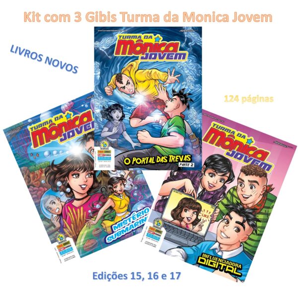 Kit com 3 Gibis Turma da Mônica Jovem