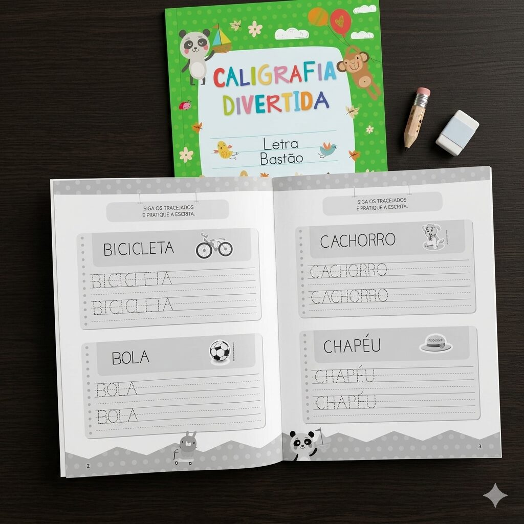 Kit Coleção Caligrafia Divertida 4 Livros - Letra Bastão, Cursiva, Forma e Numerais - Imagem 3